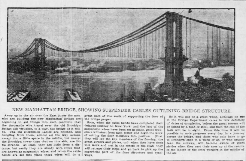 New Manhattan Bridge, Showing Suspender Cables Outlining Bridge Structure