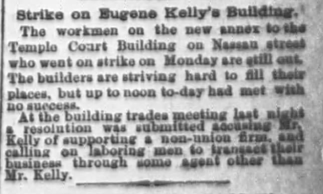 Strike on Eugene Kelly's Building
