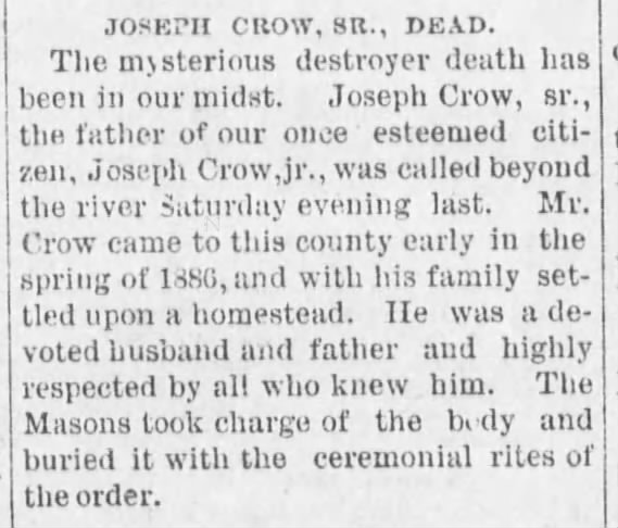 Death announcement - Feb. 1, 1890