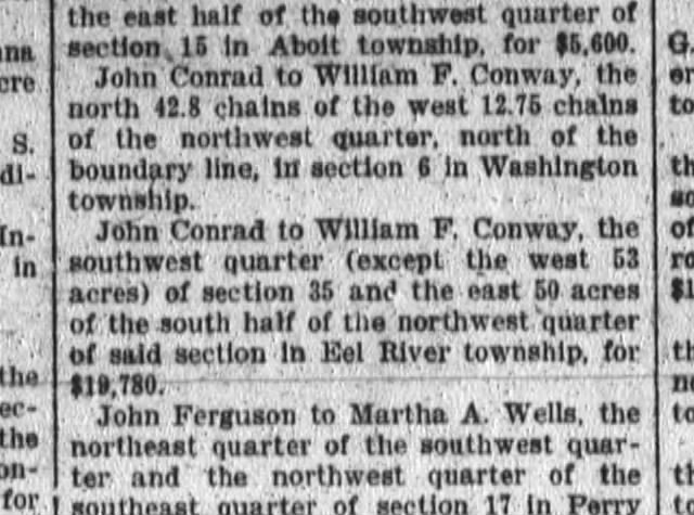 John Conrad 18 Mar 1911
land transfer William Conway