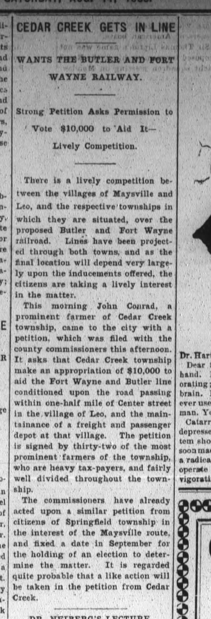 John Conrad 11 Aug 1900 petition for railroad