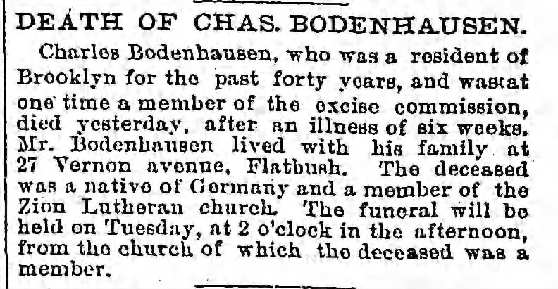 Death of Charles Bodenhausen