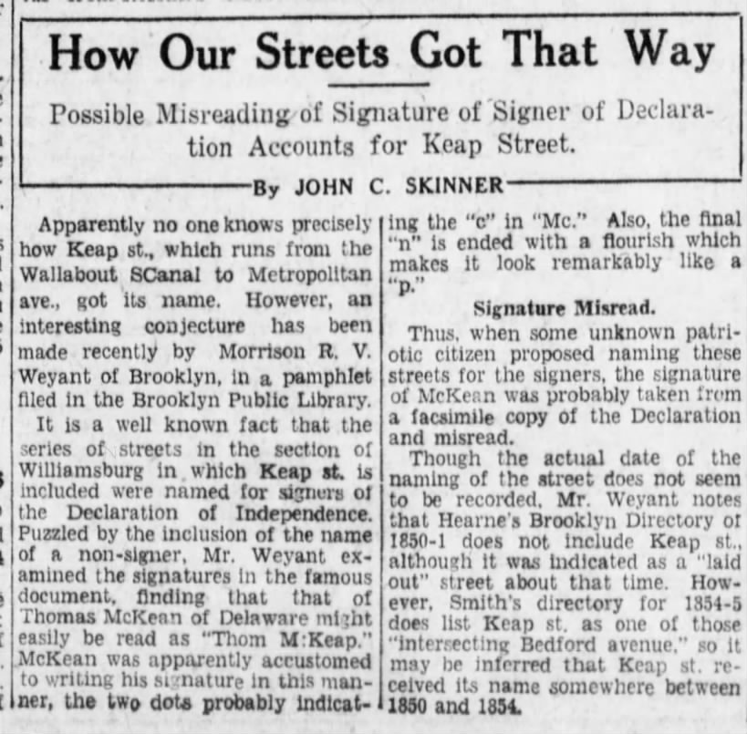 The Brooklyn Daily Eagle 4/23/29 - how our streets got that way