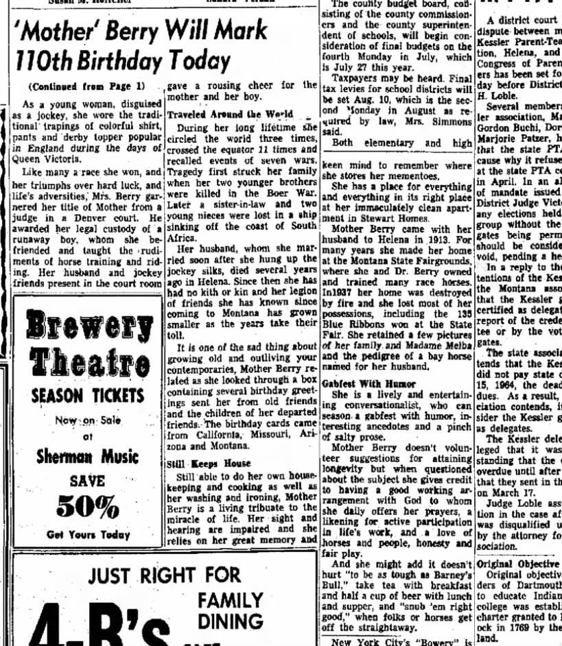 Mother Berry age 110 1964 p 2 of 2 (longer story)