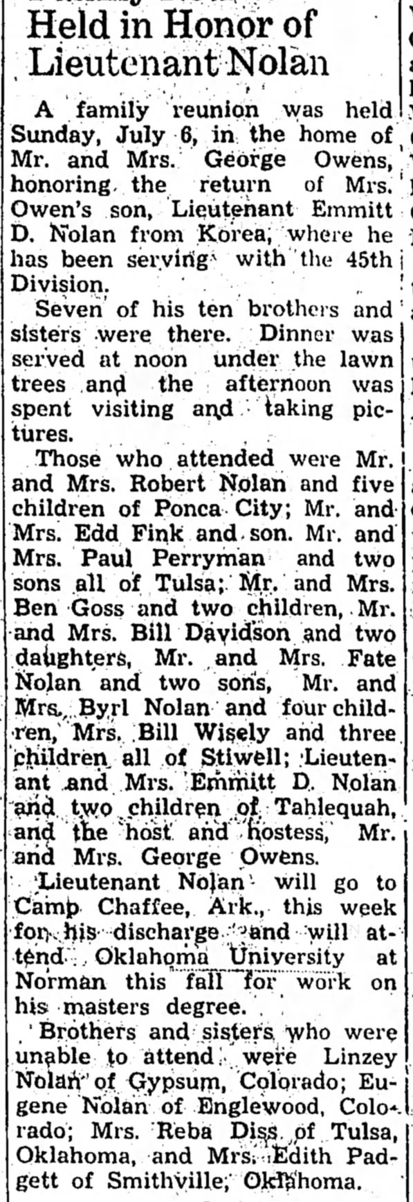 Owens & Nolan, 10 Jul 1952