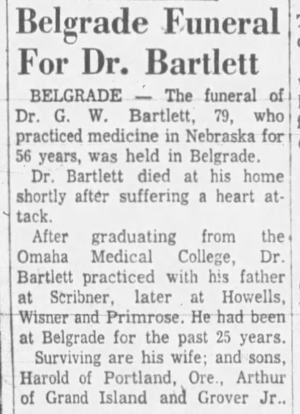 Funeral for Dr. G. W. Bartlett