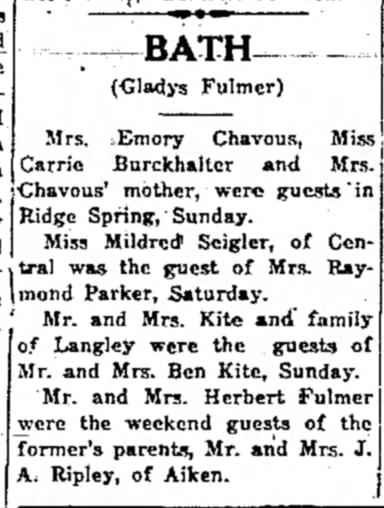 Emory Chavous 13 Mar 1936 Aiken