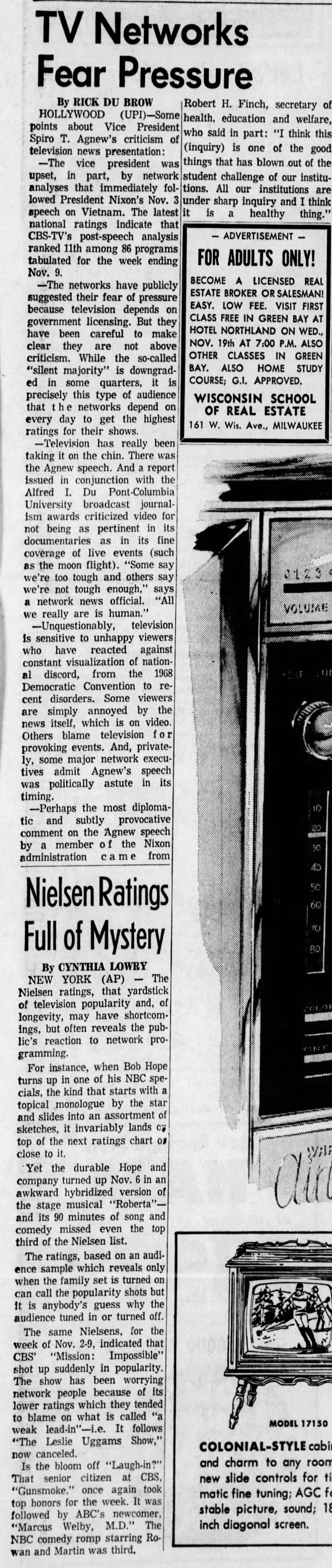 Nielsen ratings November 3rd-9th, 1969