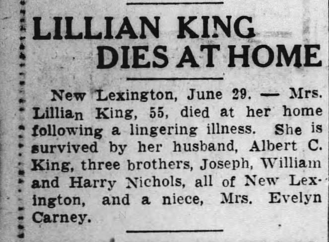 Lillian m. Nichols King Dies