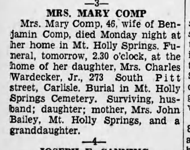 Mary Comp, 1935