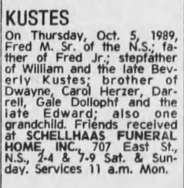 Obituary for Fred M. KUSTES