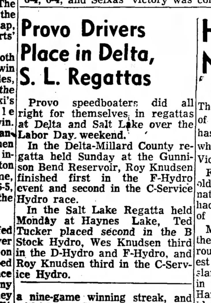 Daily Herald, Sept 7, 1935 pg 6
Roy Knudsen
Delta Racing