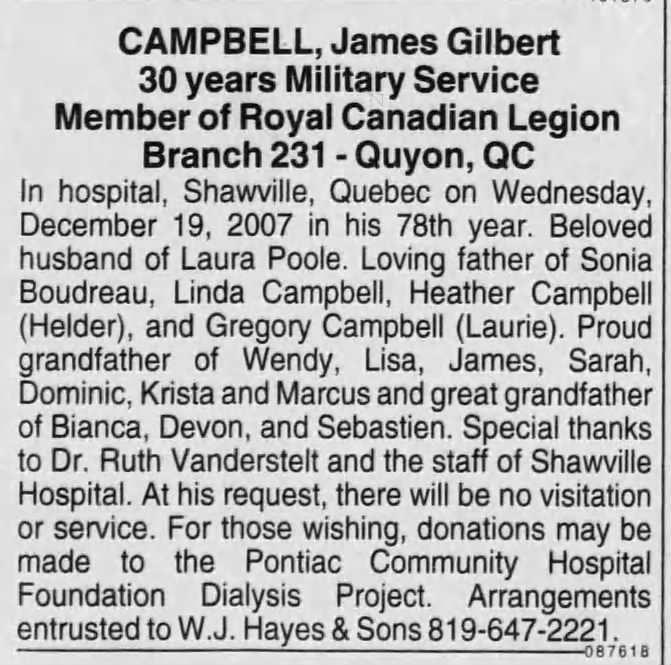 James Gilbert Campbell obituary