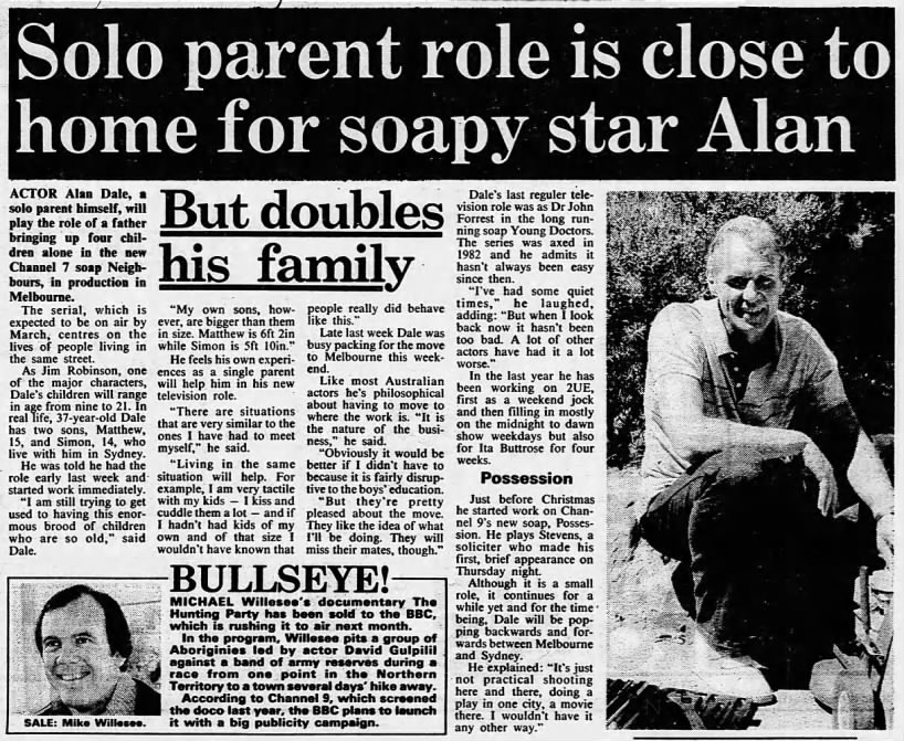 Solo parent role is close to home for soapy star Alan