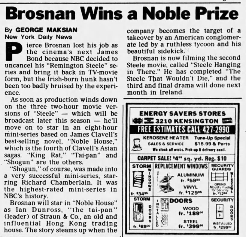 Brosnan Wins a Noble Prize