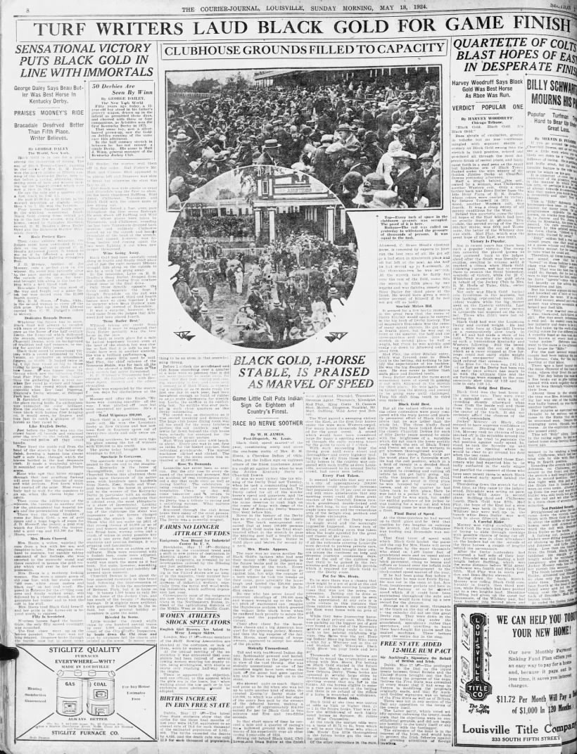 Louisville Courier-Journal Black Gold KY Derby 18 May 1924