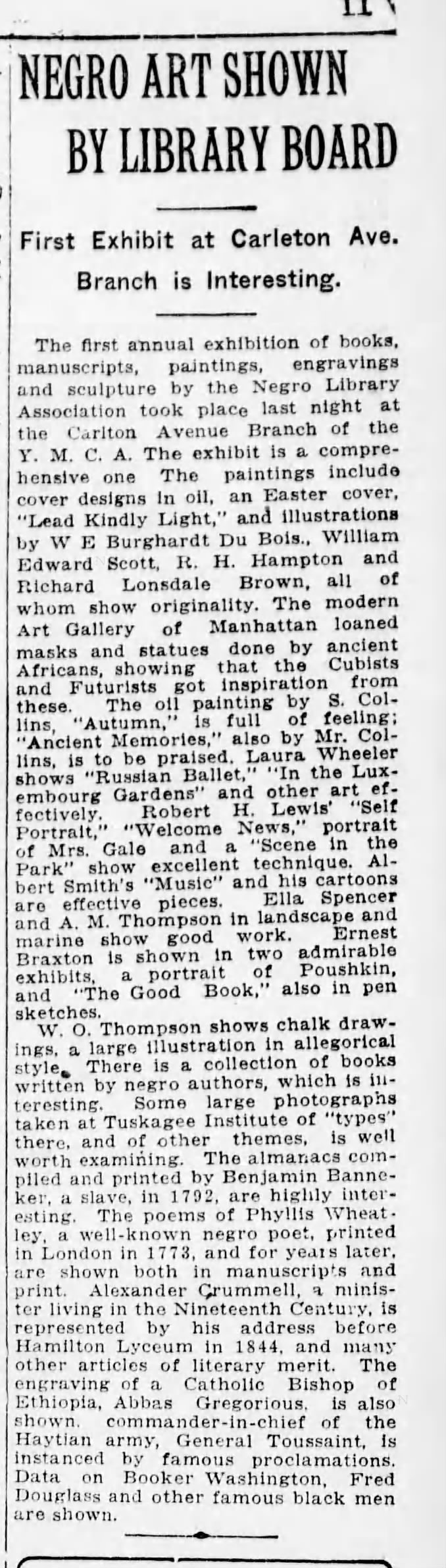 Laura showing at library in Brooklyn 1918
