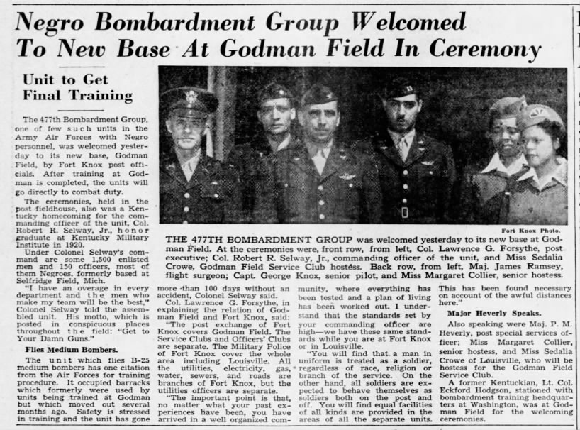 477th Bombardment Group moves to new base at Godman Field