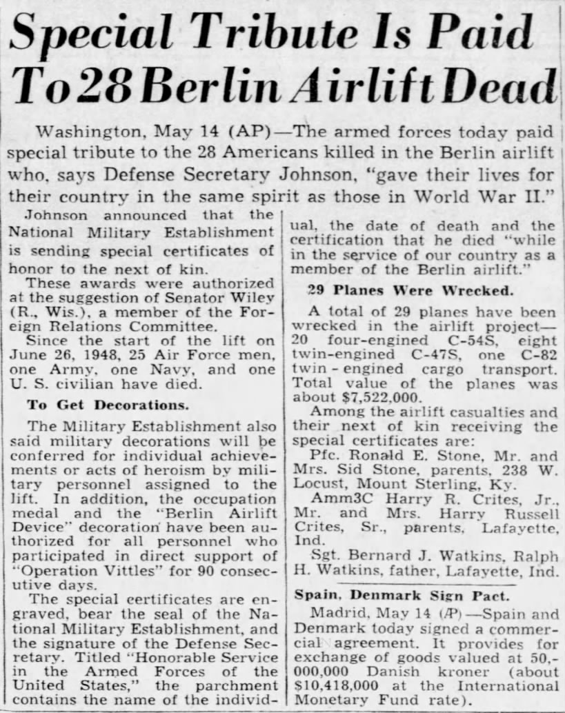Armed forces pay tribute to 28 Americans killed during the Berlin Airlift