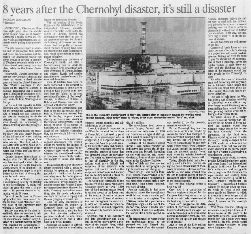"8 years after the Chernobyl disaster, it's still a disaster"