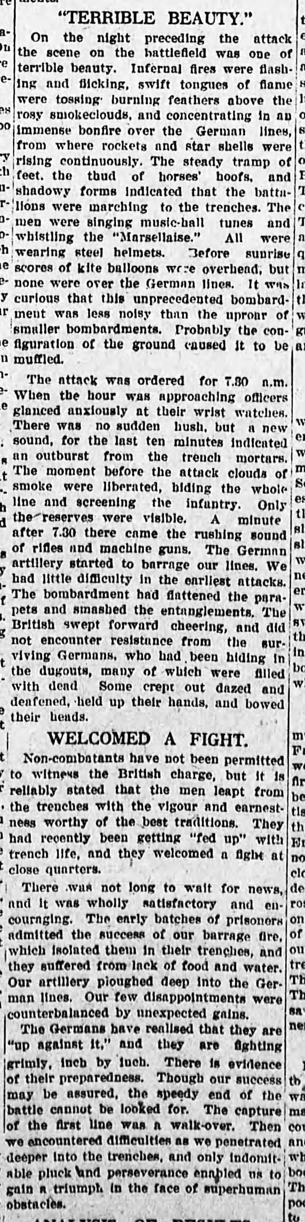 Newspaper correspondent describes the first day of the Battle of the Somme in July 1916