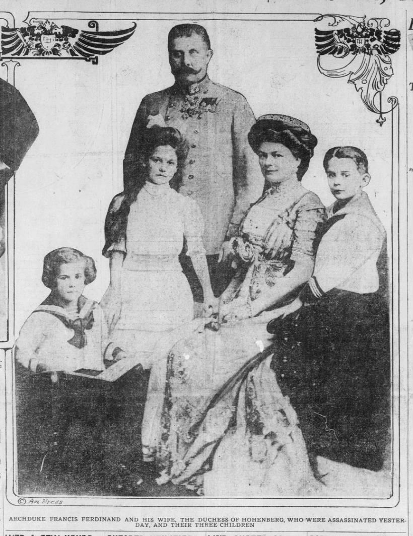 Photo of Franz Ferdinand, his wife Sophie, and their three children: Ernst, Sophie, and Maximilian