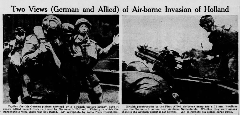 Photos: "Two Views (German and Allied) of Airborne Invasion of Holland"