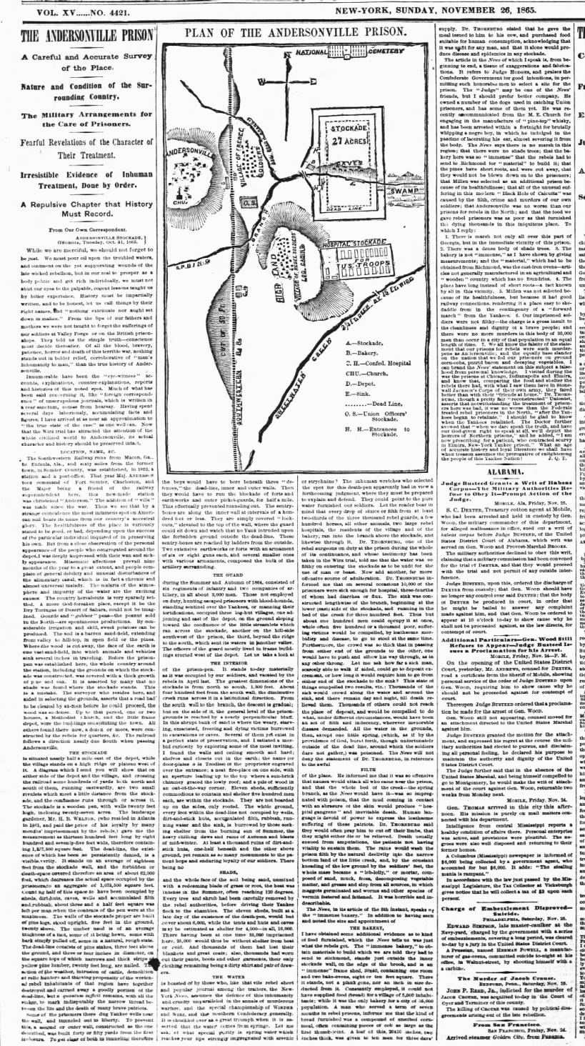 New York Times article on Andersonville Prison (with map)
