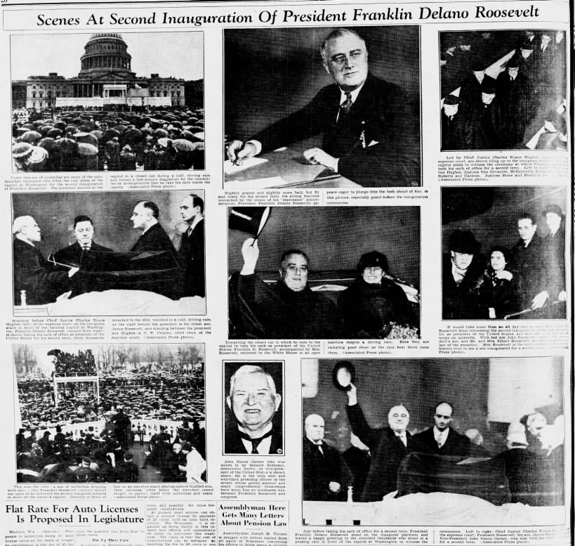 Photos from the second inauguration of President Franklin Delano Roosevelt in 1936