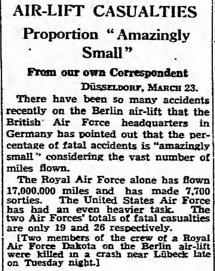 Despite the amount of accidents and miles flown, Britain has had a very small number of casualties