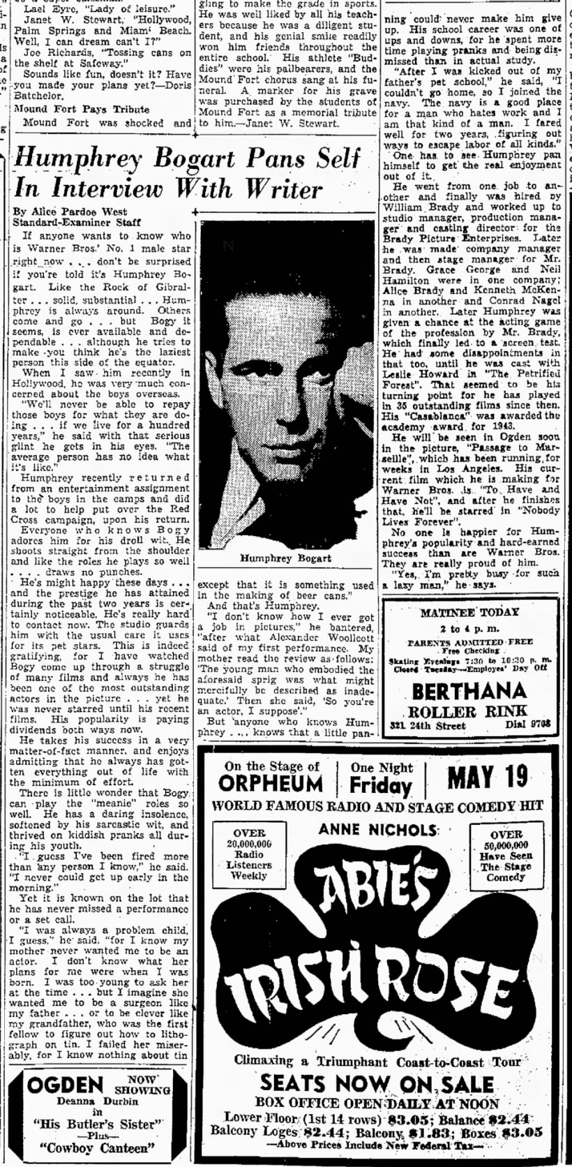 Humphrey Bogart is interviewed about his upbringing and his career