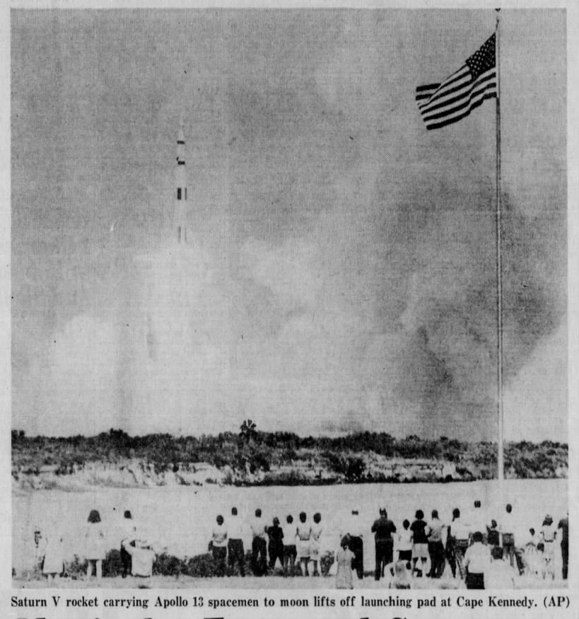 Picture of the launch of Apollo 13 on April 11, 1970, at Cape Kennedy
