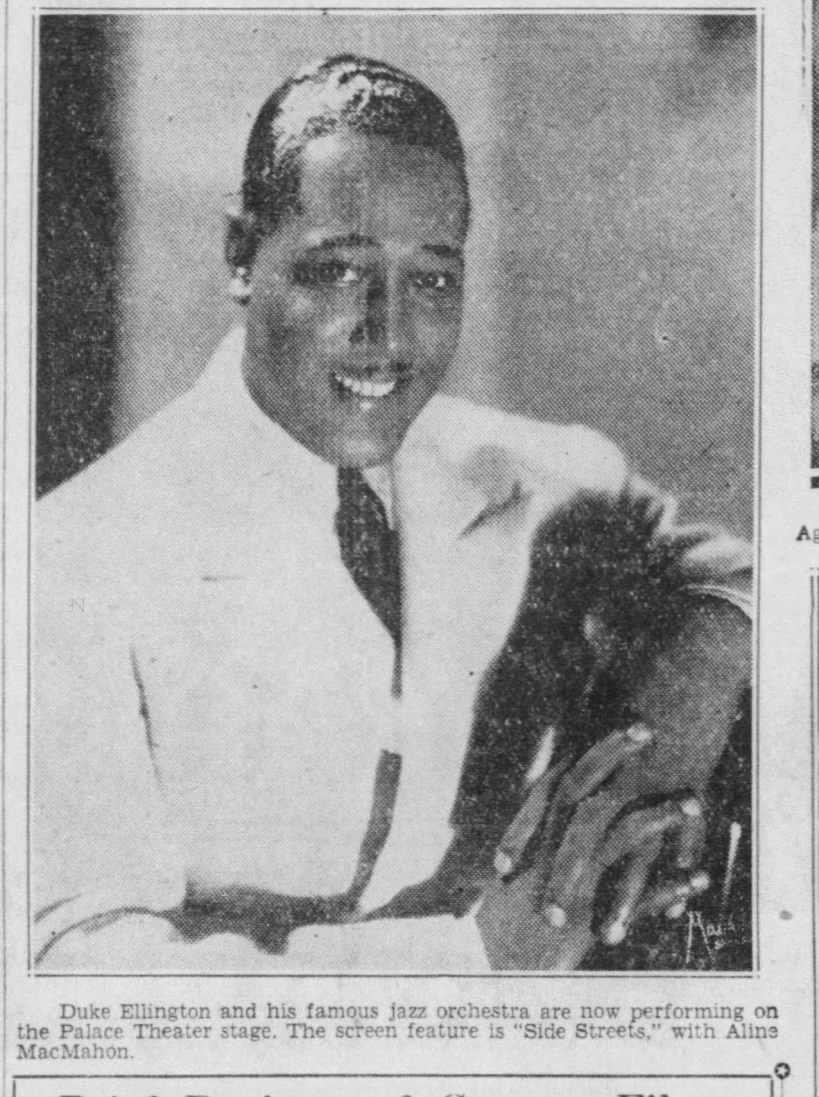 Photo of Duke Ellington featured in a 1934 newspaper