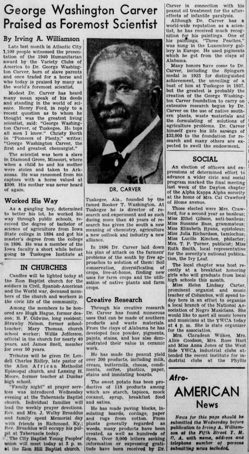 George Washington Carver Praised as Foremost Scientist