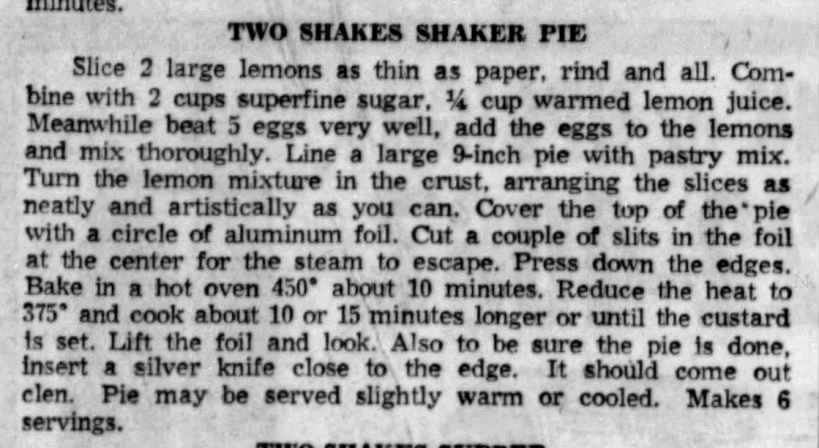 Shaker Lemon Pie (1964)