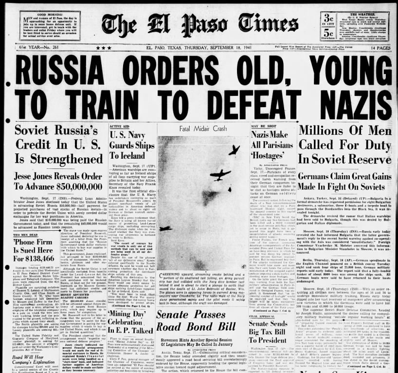 "Russia Orders Old, Young to Train to Defeat Nazis"