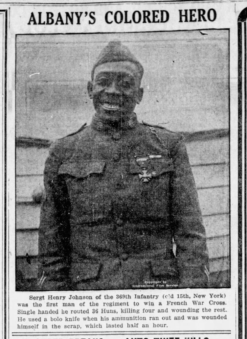 Photo of Henry Johnson of the 369th Infantry Regiment, recipient of the Croix de Guerre