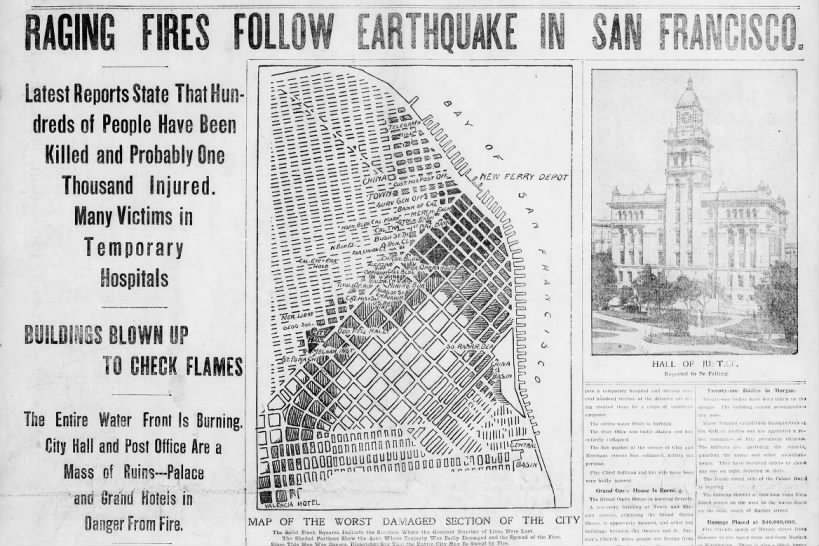 Raging fires follow 1906 San Francisco earthquake, buildings blown up to check flames
