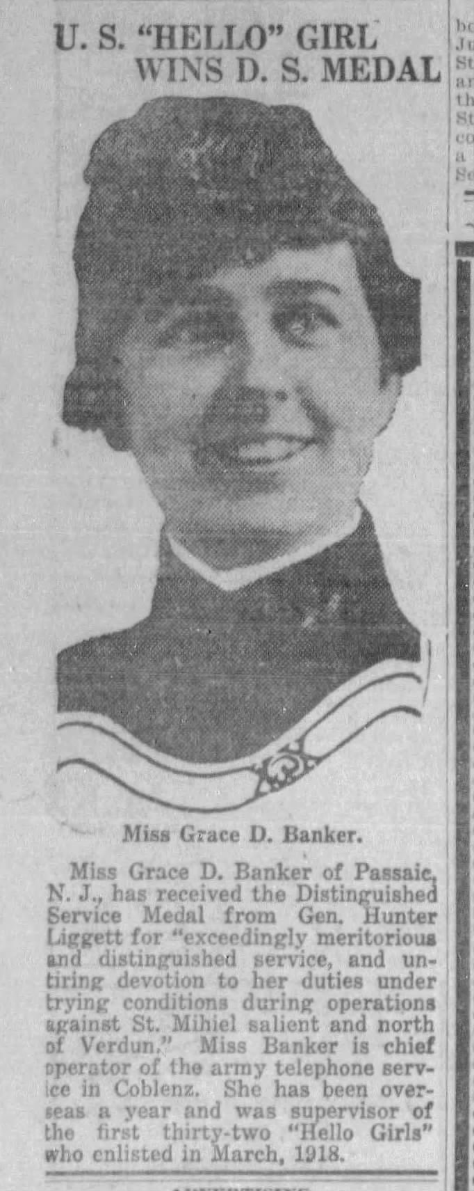 "Hello Girl" Grace Banker is awarded the Distinguished Service Medal for her wartime service