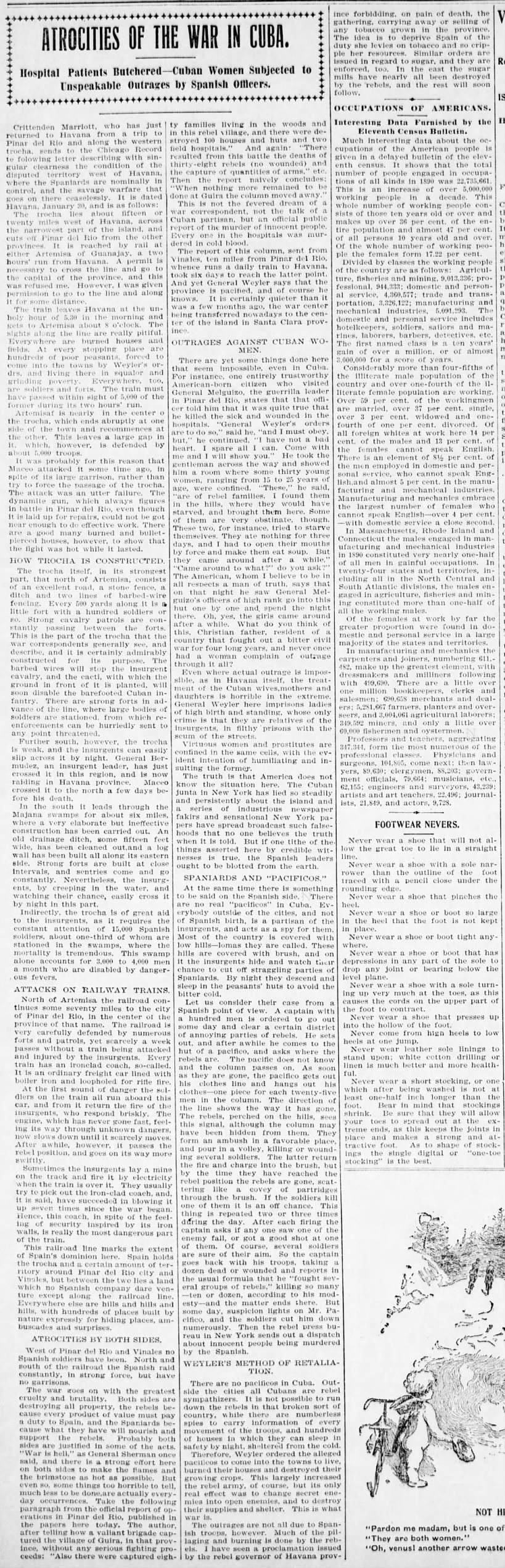 Newspaper account of alleged atrocities committed during Cuba's fight for independence from Spain