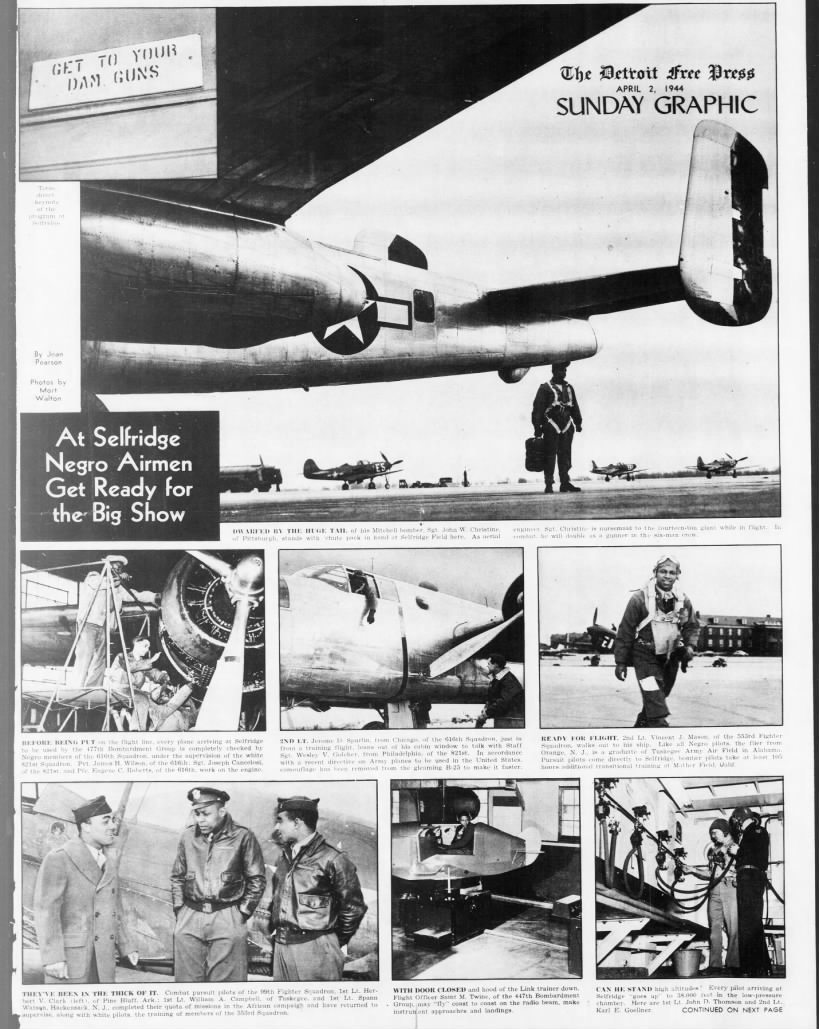 Photos of Tuskegee Airmen published in a newspaper in 1944