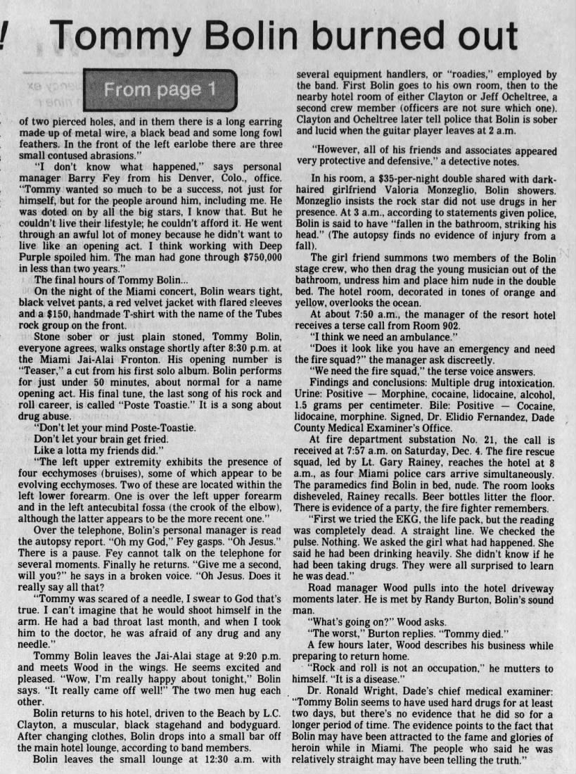 Tommy Bolin Page 2
