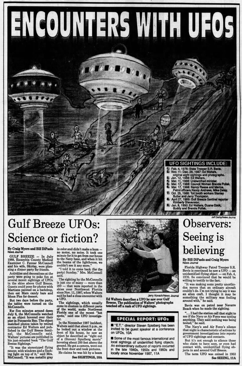 1990-03-11 Encounters with UFO's - Part 1

Pensacola News Journal (Pensacola, FL), p. 1A