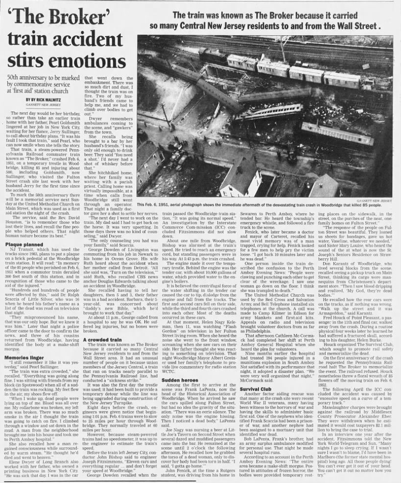 'The Broker' train accident stirs emotions - Fred J. Houck, Helen Houck Burke
