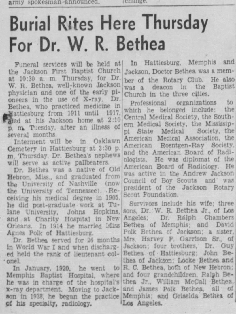 Dr. W. R. Bethea Obituary