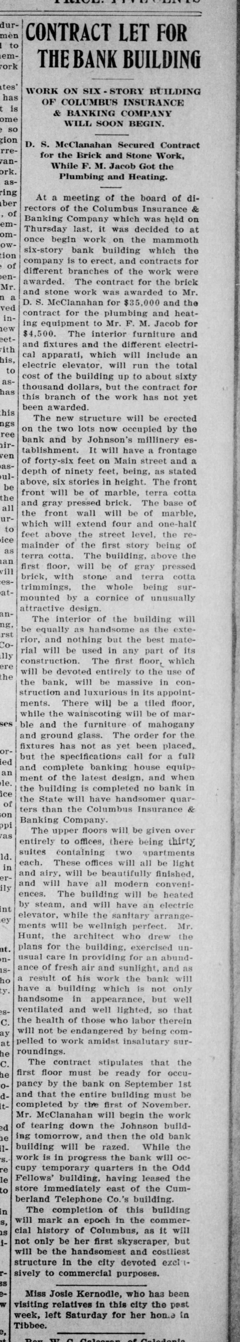 Architect Hunt's Dream of  A Six-Story Building In Columbus. Mississippi 1907