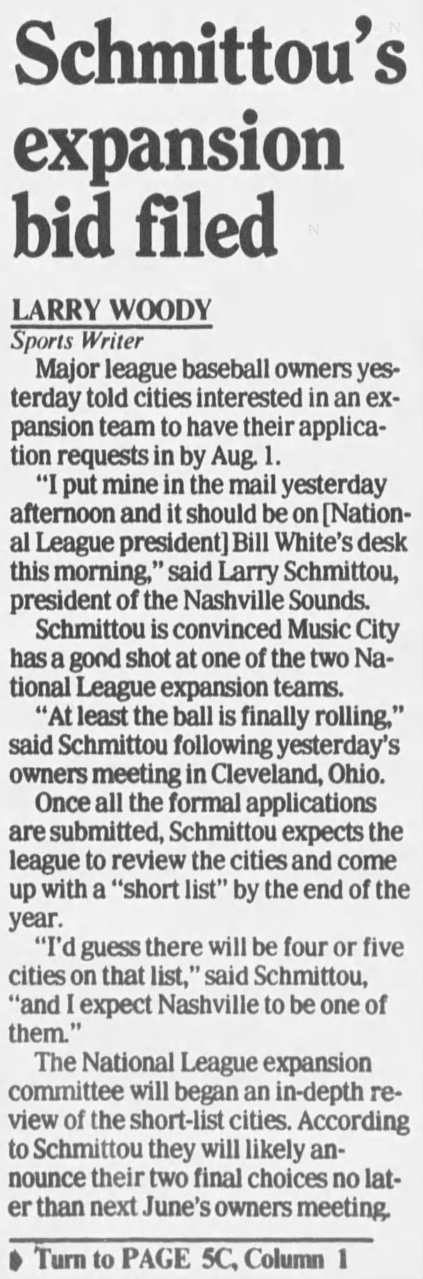 Schmittou's Expansion Bid Filed