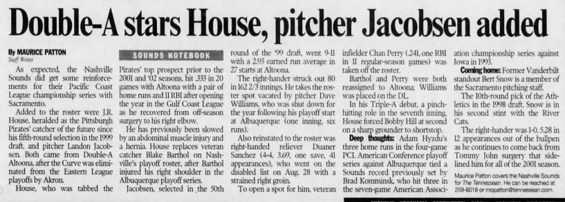 Double-A Stars House, Pitcher Jacobsen Added