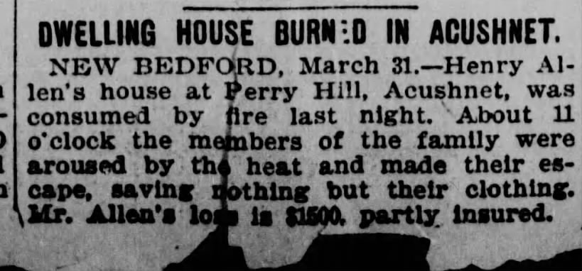 1895 Acushnet house burns