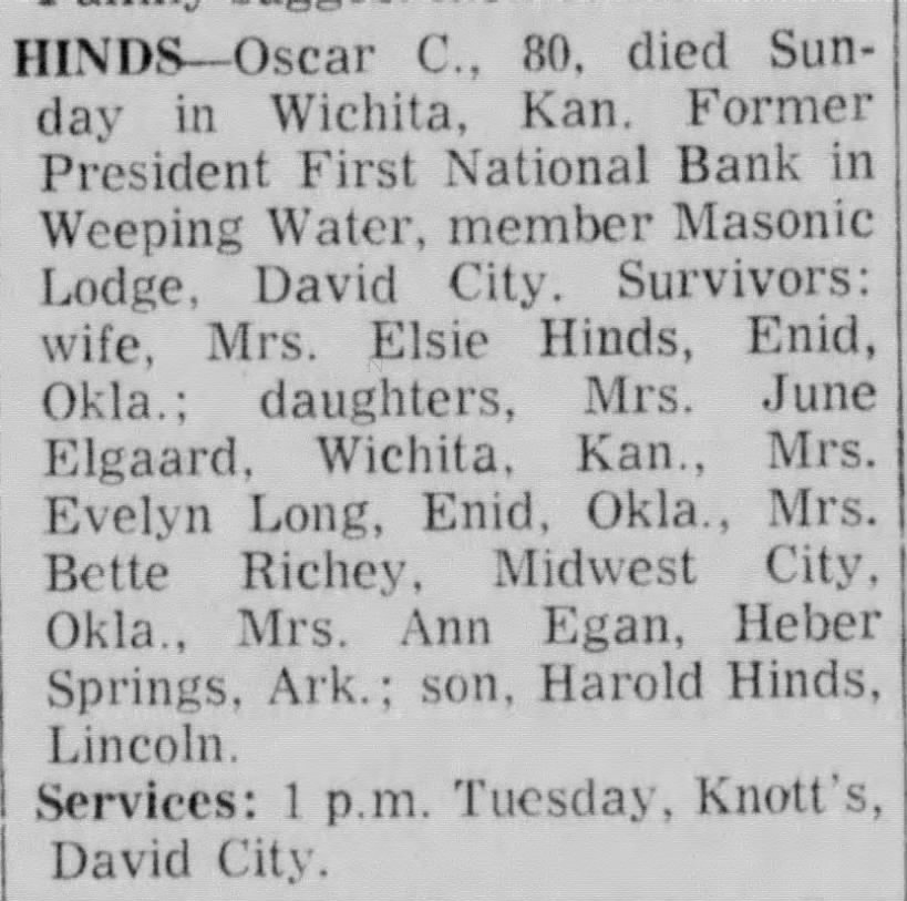 Oscar Hinds Obituary
